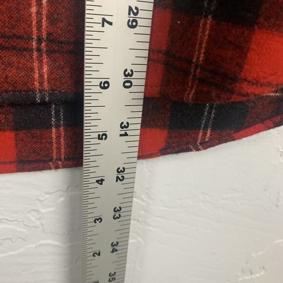 Vintage Pendleton Shirt Mens Large Red Black Wool Plaid Flannel Made USA 70s - Picture 5 of 8